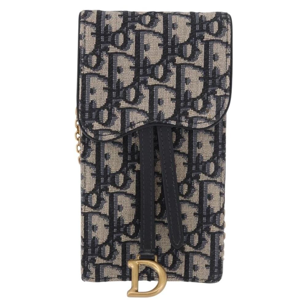 Dior Trotter Saddle Chain Phone Holder Pouch Blue